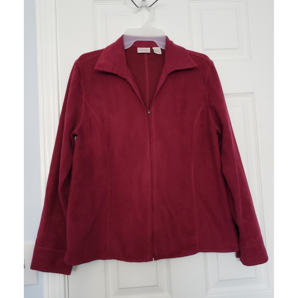 Erika Womans Faux Suede Light‎ Weight Zipup  Jacket Size Small Burgundy